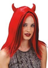 Halloween Teufelin Perücke mit roten Hör
