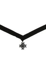 Halsband Samt Gothic Kreuz silber-schwar