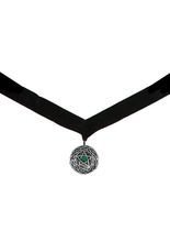 Halsband Samt Gothic Pentagramm silber-g