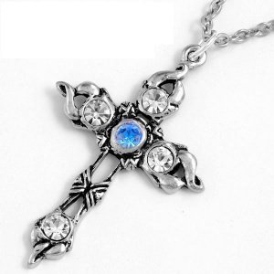 Halskette "Crystal Cross", Pewter