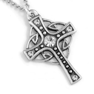 Halskette "Crystal Loop Cross", Pewter