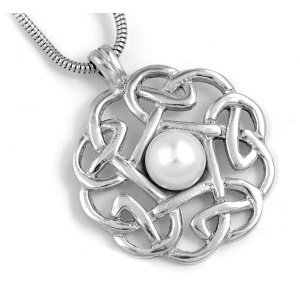 Halskette "Pearl Pentagon Knot", Pewter