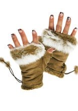 Handschuhe Saum fingerlos beige