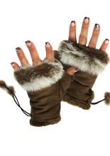 Handschuhe Saum fingerlos braun