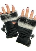 Handschuhe Saum fingerlos schwarz