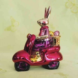 Hase auf Roller, bunt, Cor Mulder