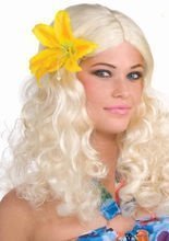 Hawaiianerin Locken-Perücke lang platinb