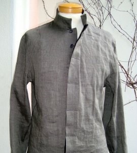 HEMD "JOHN", dunkelgrau, Leinen und Baum