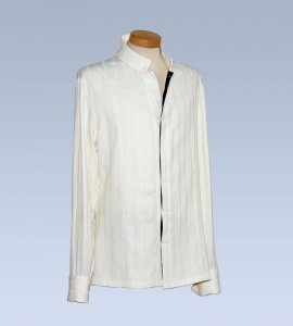 HEMD "JOHN", wollweiß mit breiten Streif