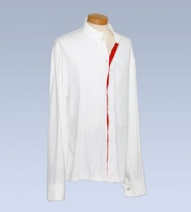 HEMD "JOHN", wollweiß mit schmalen Strei