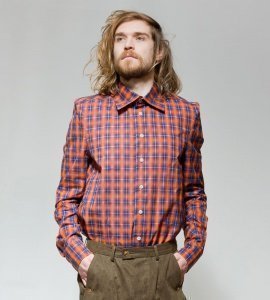 HEMD, blau/orange kariert