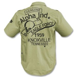 Hemd Kurzarm Eagle Skull Shirt oliv