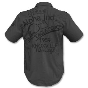 Hemd Kurzarm Eagle Skull Shirt schwarz