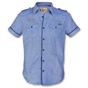 Hemd Kurzarm Stripe Authentic PLM blau (