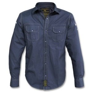 Hemd Langarm Alpha-59 Print blau (Abverk