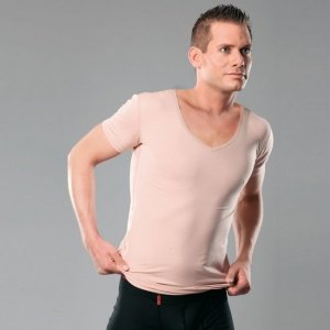 Herren-T-Shirt Deep-V-Neck, hautfarben