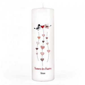 Stumpenkerze zur Hochzeit mit Namen und 