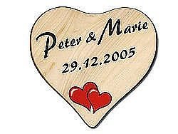 Herz Holzschild 18x18x1 cm mit zwei Herz