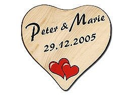 Herz Holzschild mit zwei Herzen, 24x24x1