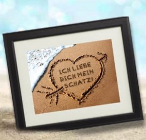 Herz im Sand Bild personalisiert