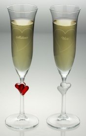 Herzchen Sekt- oder Weinglas mit Gravur