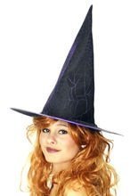 Hexenhut mit Spinnen-Netz schwarz-lila