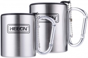 HEECN Camping Tasse Mit Deckel Karabiner