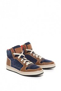 High Top Sneaker im Material-Mix