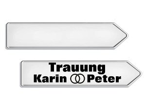 Hinweisschild Richtugspfeil Trauung