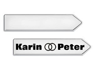 Hinweisschild Richtungspfeil mit Namen d