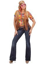 Hippie Damen-Weste mit Fransen und Haarb