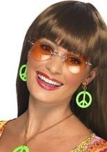 Hippie Set Peace Kette und Ohrringe hell
