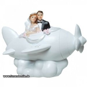 Hochzeits-Sparbüchse Brautpaar im Flugze
