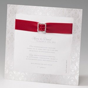 Hochzeitseinladung Caroline, weiß-rot