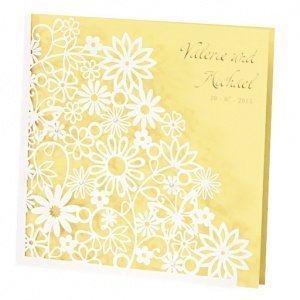 Hochzeitseinladung Dalia, perlmutt-gelb