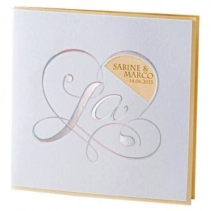 Hochzeitseinladung Kara, weiß-gold