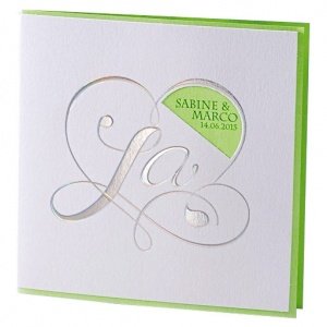 Hochzeitseinladung Kara, weiß-grün