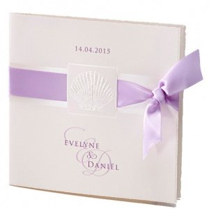 Hochzeitseinladung Lely, creme-flieder