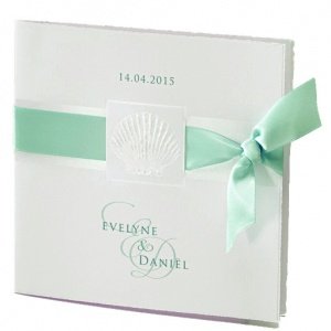 Hochzeitseinladung Lely, creme-mint