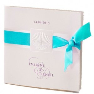 Hochzeitseinladung Lely, creme-türkis