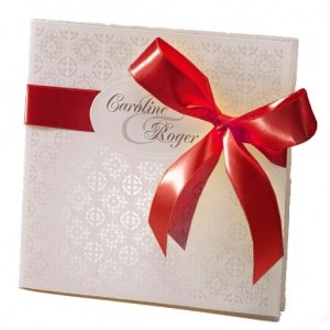 Hochzeitseinladung Lizzy, creme-rot