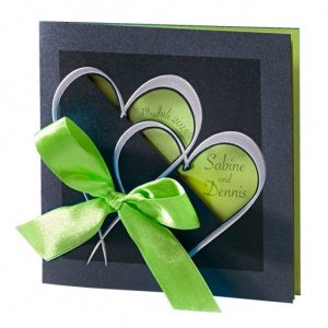 Hochzeitseinladung Martina, grau-grün