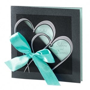 Hochzeitseinladung Martina, grau-mint