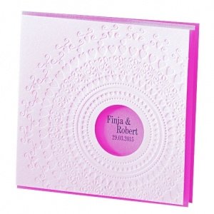 Hochzeitseinladung Nelly, weiß-fuchsia