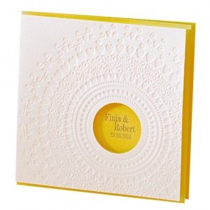 Hochzeitseinladung Nelly, weiß-gelb