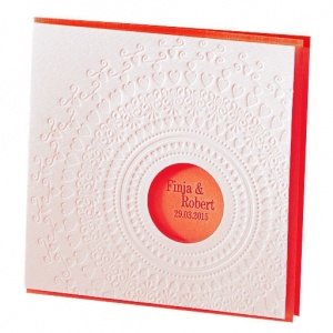 Hochzeitseinladung Nelly, weiß-rot