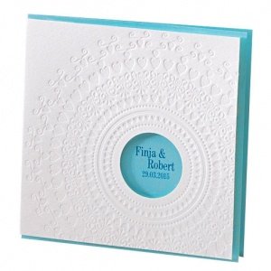 Hochzeitseinladung Nelly, weiß-türkis