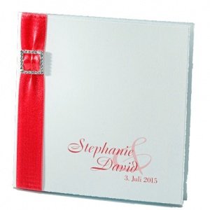 Hochzeitseinladung Noemi, creme-rot