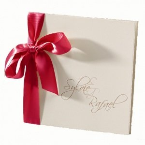 Hochzeitseinladung Sylvie, creme-rot