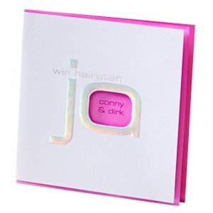 Hochzeitseinladung Tammy, weiß-fuchsia